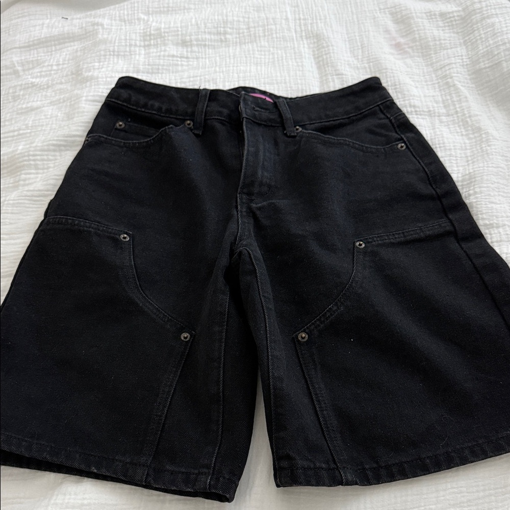 SOLD ON DEPOP Edikted Black Jacqui Low rise Denim Bermuda shorts size xs